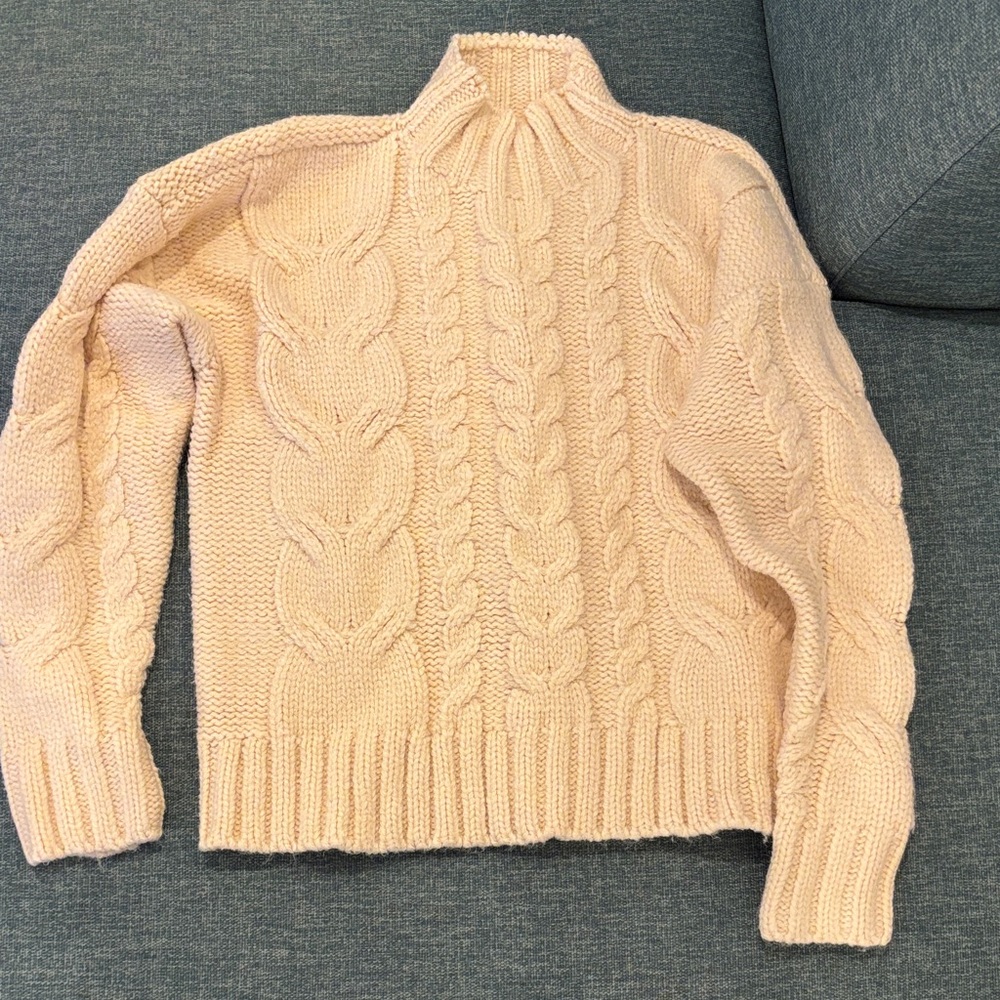 En Saison Soft Cream Cable Knit Turtleneck Sweater